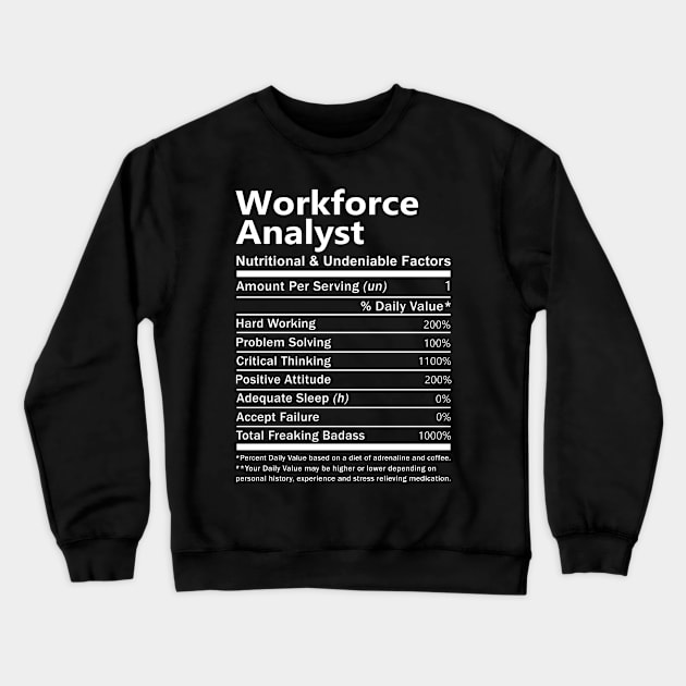 Workforce Analyst T Shirt - Nutritional and Undeniable Factors Gift Item Tee Crewneck Sweatshirt by Ryalgi